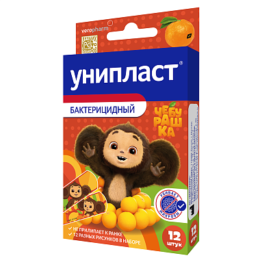 Купить Унипласт Чебурашка 1,9 см х 7,2 см 12 шт лейкопластырь бактерицидный набор