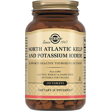 Купить Solgar Йод из бурых водорослей и йодида калия 200 мкг 250 шт таблетки