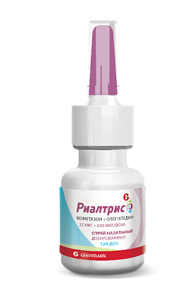 Купить Риалтрис 25 мкг + 600 мкг/доза 15 мл 120 доз спрей назальный дозированный