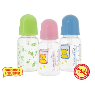 Купить Курносики 125 мл бутылочка для кормления с крышкой и силиконовой соской 0+