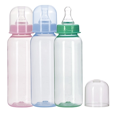 Купить Курносики 250 мл бутылочка для кормления с силиконовой соской цветная 0+