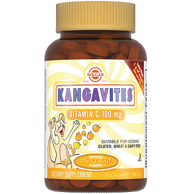Купить Solgar Кангавитес с витамином С 100 мг 90 шт таблетки со вкусом апельсина