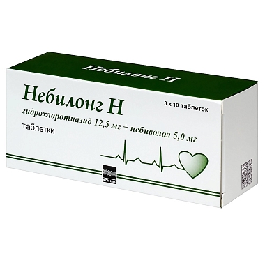 Купить Небилонг Н 12,5 мг + 5 мг 30 шт таблетки