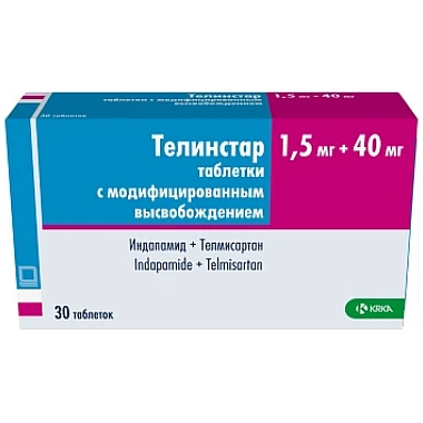 Купить Телинстар 1,5 мг + 40 мг 30 шт таблетки с модифицированным высвобождением