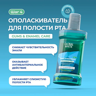 Купить Global White Total Protection 300 мл ополаскиватель для полости рта