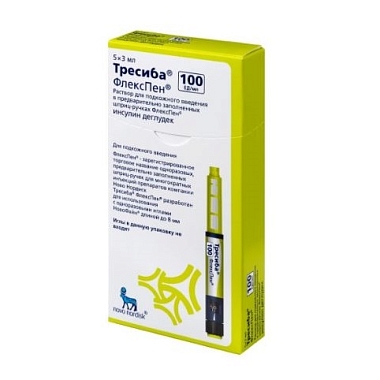 Купить Тресиба ФлексПен 100 МЕ/мл 3 мл 5 шт раствор для подкожного введения шприц-ручка