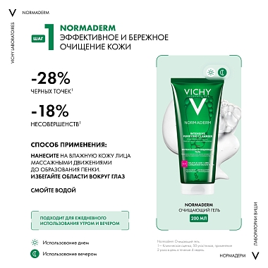 Купить Vishy Normaderm набор гель очищающий 200 мл + лосьон 200 мл