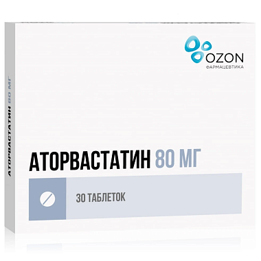 Купить Аторвастатин 80 мг 30 шт таблетки покрытые пленочной оболочкой