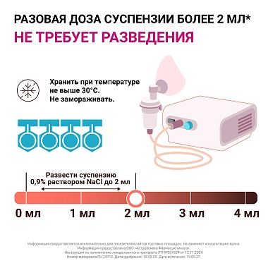 Купить Пульмикорт 0,5 мг/мл 2 мл 20 шт суспензия для ингаляций