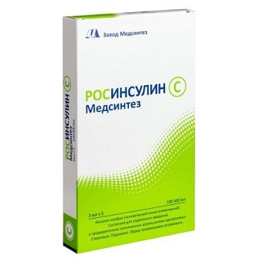 Купить  Росинсулин С 100 МЕ/мл 3 мл 5 шт суспензия для подкожного введения картридж в шприц-ручке