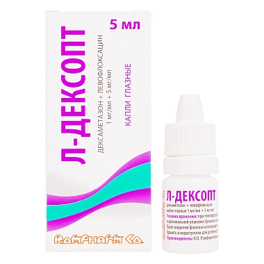 Купить Л-Дексопт 1 мг/мл + 5 мг 5 мл 1 шт капли глазные