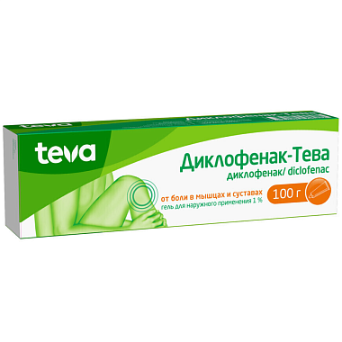 Купить Диклофенак-Тева 1 % 100 г гель для наружного применения