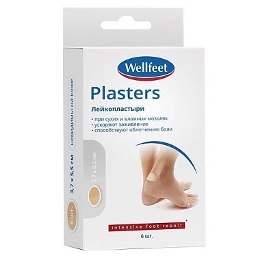 Купить Wellfeet 3,7 см x 5,5 см 6 шт пластырь гидроколлоидный от влажных мозолей