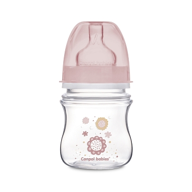Купить Canpol babies PP EasyStart 120 мл бутылочка с широким горлышком антиколиковая 0+ цвет розовый