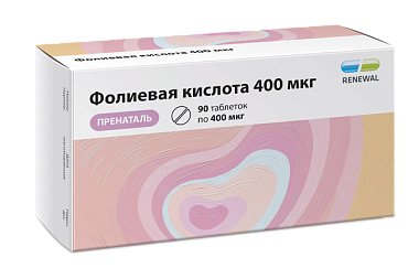 Купить Фолиевая кислота Пренаталь Реневал 400 мкг 90 шт таблетки