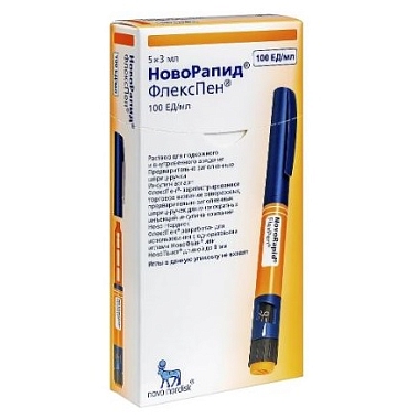 Купить НовоРапид ФлексПен 100 ЕД/мл 3 мл 5 шт шприц-ручка для внутривенного и подкожного введения
