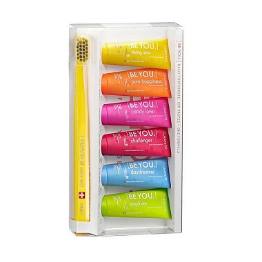 Купить Curaprox Be You Mix set Smart 10 мл 6 шт набор зубных паст 6 вкусов + 1 шт щетка зубная для детей