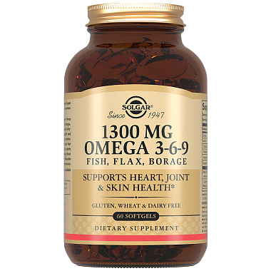 Купить Solgar Комплекс жирных кислот Омега 3-6-9 1300 мг 60 шт капсулы