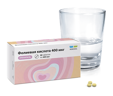 Купить Фолиевая кислота Пренаталь Реневал 400 мкг 90 шт таблетки