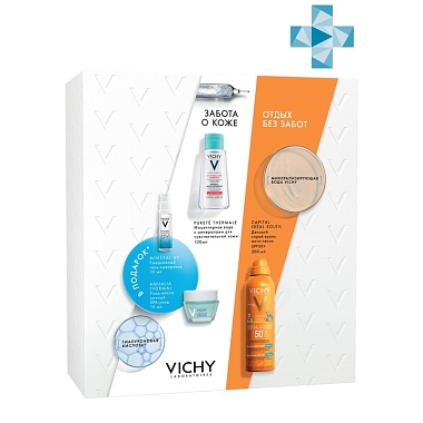 Купить Vichy Capital Soleil набор детский (спрей анти-песок 200мл+миц вода 100мл+ минерал 89 10мл+ АТ спа-ритуал 10мл)