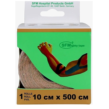 Купить Кинезио Тейп Кинезио Тейп 10 см x 500 см лента кинезиологическая на хлопковой основе в рулоне бежевый с логотипом