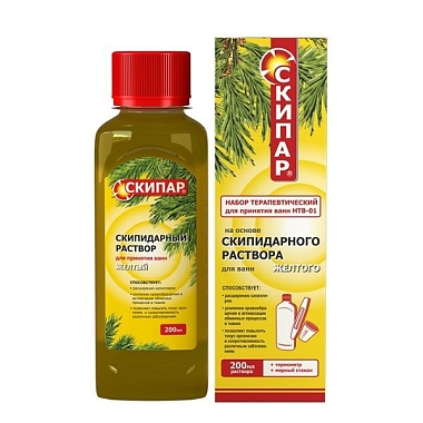 Купить Скипар 200 мл раствор скипидарный для принятия ванн желтый набор терапевтический для принятия ванн НТВ-01