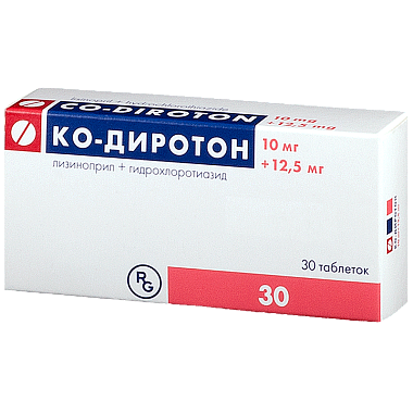Купить Ко-Диротон 12,5 мг + 10 мг 30 шт таблетки