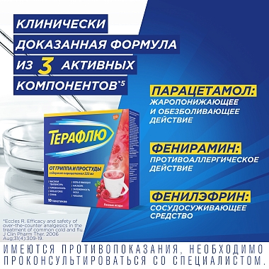 Купить Терафлю 2 г 10 шт порошок для приготовления раствора для приема внутрь лесные ягоды