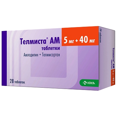 Купить Телмиста АМ 5 мг + 40 мг 28 шт таблетки