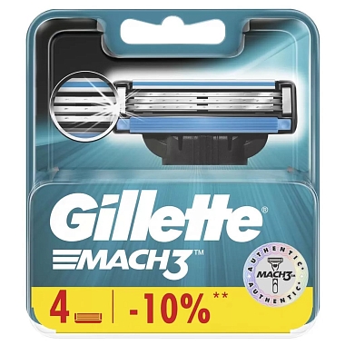Купить Gillette Mach 3 4 шт кассеты сменные