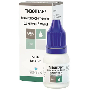 Купить Тизоптан 0,3 мг+5 мг 3 мл 1 шт капли глазные