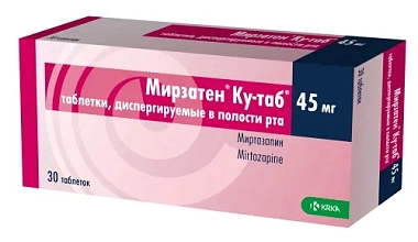 Купить Мирзатен Ку-таб 45 мг 30 шт таблетки диспергируемые в полости рта 