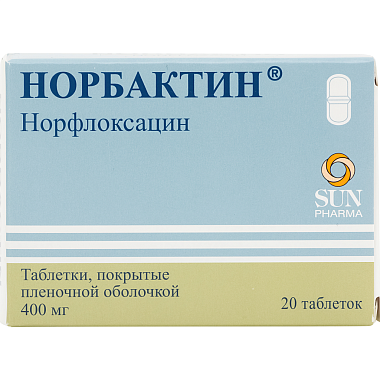 Купить Норбактин 400 мг 20 шт таблетки покрытые пленочной оболочкой