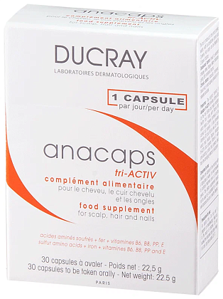 Купить Ducray Аnacaps tri-Activ 30 шт капсулы для роста и укрепления волос