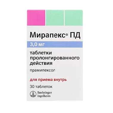 Купить Мирапекс ПД 3 мг 30 шт таблетки с пролонгированным высвобождением