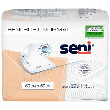 Купить Seni Soft Normal 30 шт пеленки 60 см х 60 см 3 капли