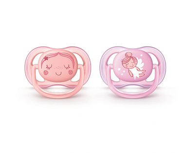 Купить Philips Avent Ultra Air  2 шт соска-пустышка силиконовая ортодонтическая 0-6 мес для девочек энималс