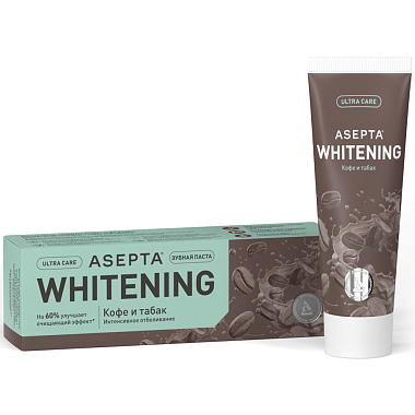 Купить Asepta Whitening 75 мл паста зубная интенсивное отбеливание кофе-табак
