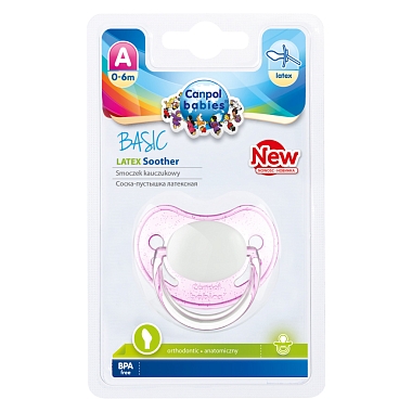 Купить Canpol babies basic 1 шт соска-пустышка латексная анатомическая 0-6 мес цвет розовый