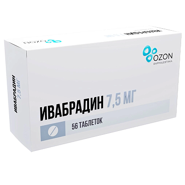 Купить Ивабрадин 7,5 мг 56 шт таблетки покрытые пленочной оболочкой