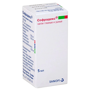 Купить Софрадекс 5 мл капли глазные и ушные