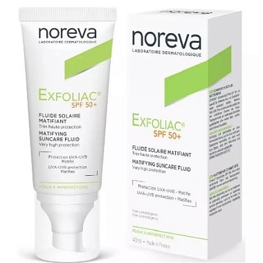 Купить Noreva Exfoliac SPF 50+ 40 мл  эмульсия солнцезащитная матирующая