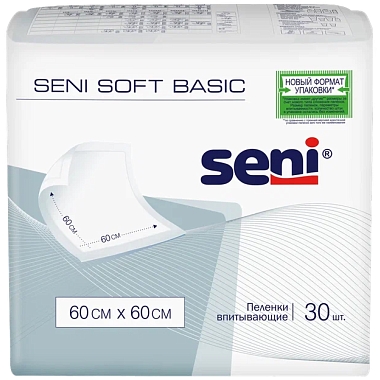 Купить Seni Soft Basic 30 шт пеленки 60 см х 90 см 2 капли