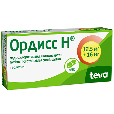 Купить Ордисс Н 12,5 мг + 16 мг 30 шт таблетки