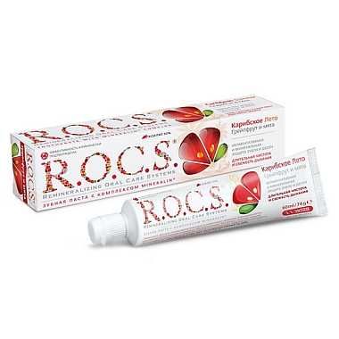Купить Rocs зубная паста 74 г грейпфрут-мята карибское лето