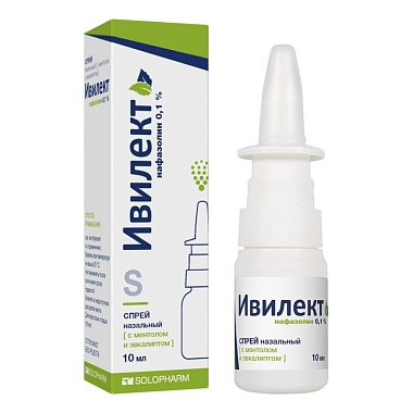 Купить Ивилект 0,1 % 10 мл спрей назальный с ментолом и эвкалиптом флакон