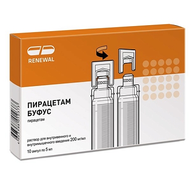 Купить Пирацетам Буфус Реневал р-р д/в/в и в/м введ 20% 5мл №10