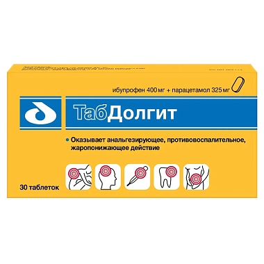 Купить ТабДолгит 400 мг + 325 мг 30 шт таблетки покрытые пленочной оболочкой