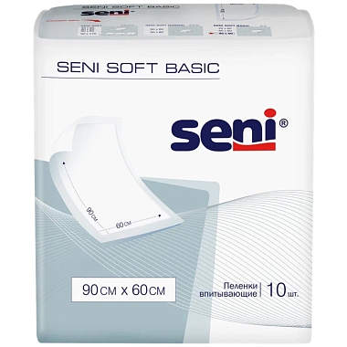 Купить Seni Soft Basic 10 шт пеленки одноразовые 60 см х 90 см 2 капли