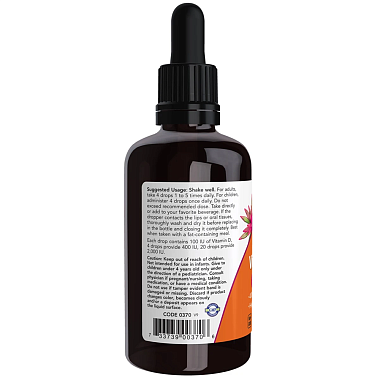 Купить Now Foods Витамин D3 400 МЕ 59 мл капли с дозатором флакон с дозатором